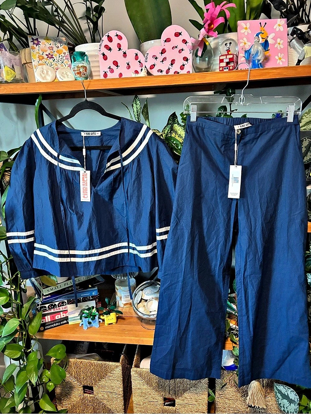 Ciao Lucia Joa Top & Orlando Pant Navy & White Set XS NWT